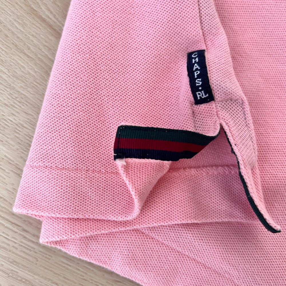 Vintage 90s Chaps Ralph Lauren 100% Cotton USA Made Pink Polo Shirt Size Medium - Picture 5 of 15